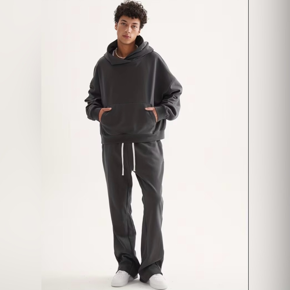 Grey Flared Bell Bottom Jogger Sweat Pants 100% Cotton Size Large